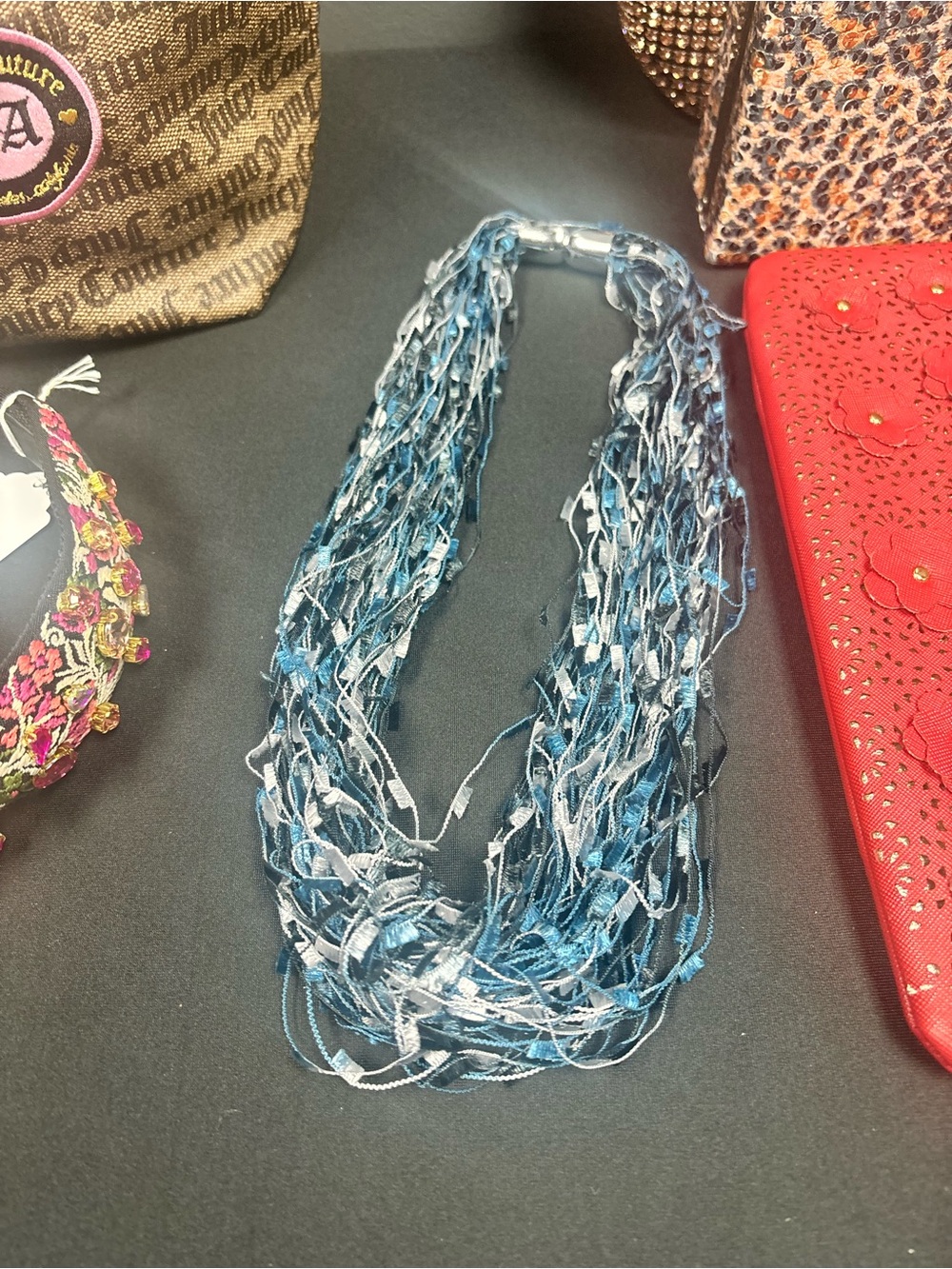 Blue Multi-Strand Fashion Necklace - Unbranded